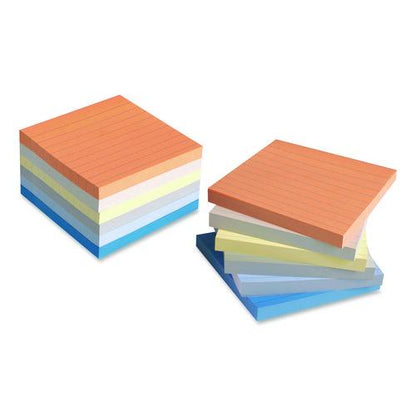 Ultra Sticky Note Pads, Note Ruled, 4" x 4", Assorted Colors, 100 Sheets/Pad, 6 Pads/Pack