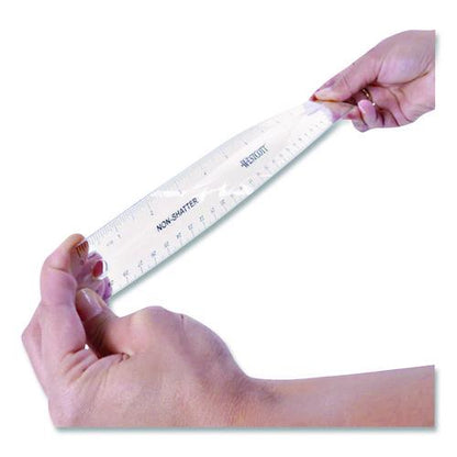 Non-Shatter Flexible Ruler, Standard/Metric, 12" Long, Plastic, Clear