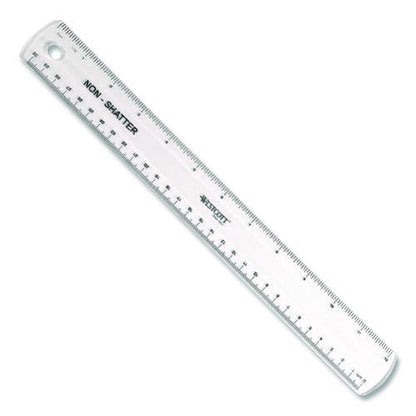 Non-Shatter Flexible Ruler, Standard/Metric, 12" Long, Plastic, Clear