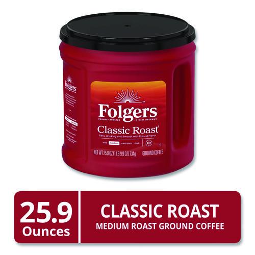 Coffee, Classic Roast, Ground, 25.9 oz Canister, 6/Carton