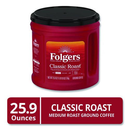 Coffee, Classic Roast, Ground, 25.9 oz Canister, 6/Carton