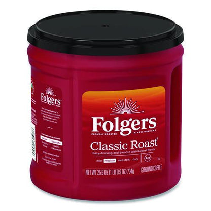 Coffee, Classic Roast, Ground, 25.9 oz Canister, 6/Carton