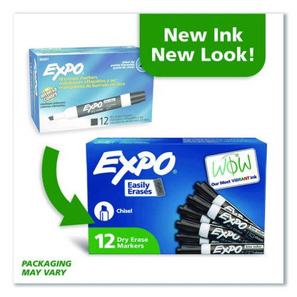 Low-Odor Dry-Erase Marker, Broad Chisel Tip, Black, Dozen