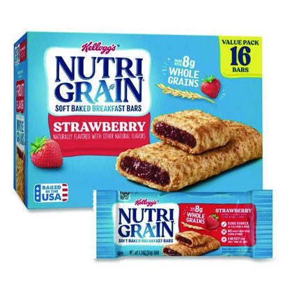 Nutri-Grain Soft Baked Breakfast Bars, Strawberry, Indv Wrapped 1.3 oz Bar, 16/Box