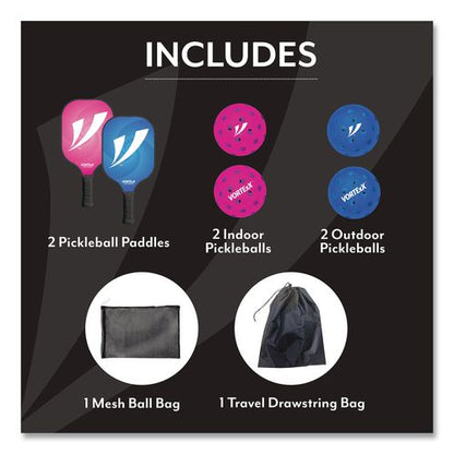 Pickleball Set, Pink/Blue, 15.75" x 7.75" x 2.9"