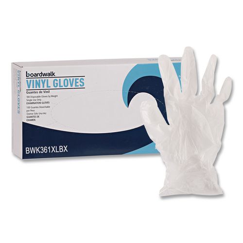 Exam Vinyl Gloves, Powder-Free, X-Large, 3.6 mil Thick, 9.5" Long, Clear, 100/Box, 10 Boxes/Carton