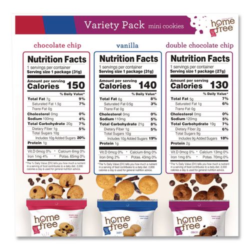 Gluten Free Mini Cookies Variety Pack, 1.1 oz/0.95 oz/1.1 oz Packs, 30/Carton