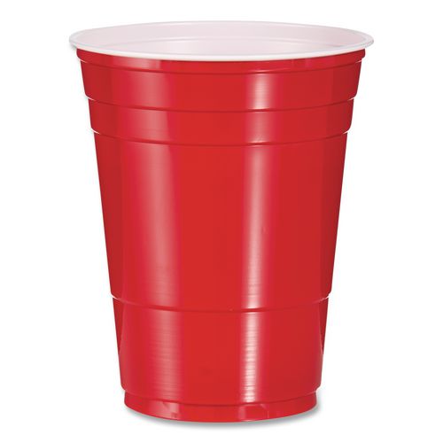 SOLO Party Plastic Cold Drink Cups, 16 oz, Red, 50/Pack
