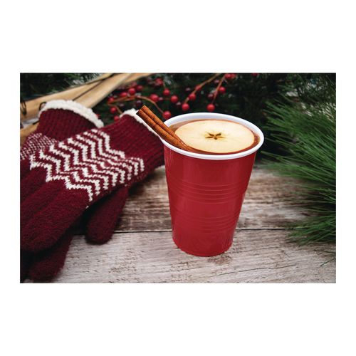SOLO Party Plastic Cold Drink Cups, 16 oz, Red, 50/Pack