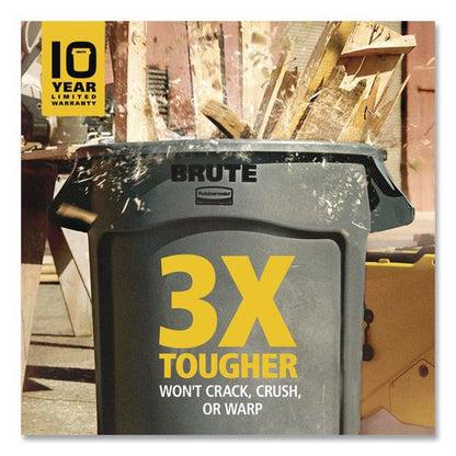 Vented Round Brute Container, 44 gal, Plastic, Black