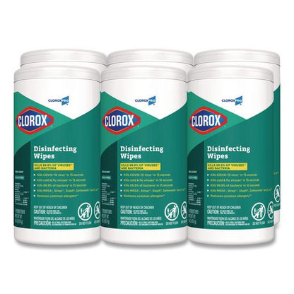 Disinfecting Wipes, 1-Ply, Fresh Scent, 7 x 8, White, 75/Canister, 6 Canisters