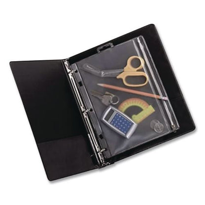 Pocket expands 1/2" and keeps loose supplies organized. Multi-hole punched for two-, three- and five-ring binders. Snag-proof zipper.