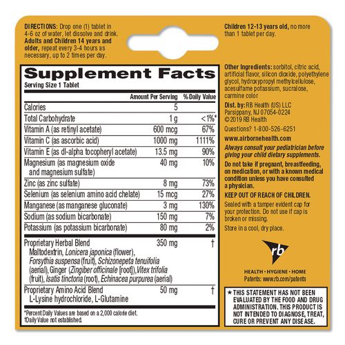 Immune Support Effervescent Tablet, Zesty Orange, 10/Box