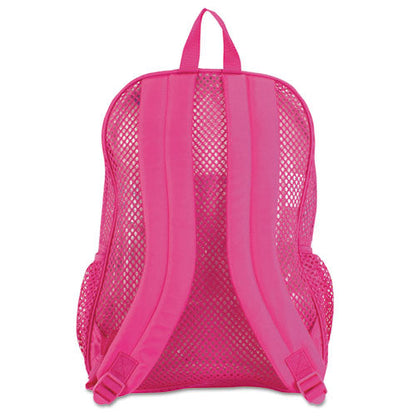 Mesh Backpack, Fits Devices Up to 17", Polyester, 12 x 5 x 18, Clear/English Rose