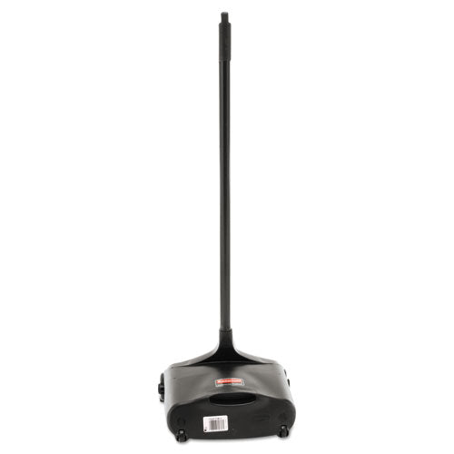 Lobby Pro Upright Dustpan with Wheels, 12.5w x 37h, Polypropylene with Vinyl Coat, Black