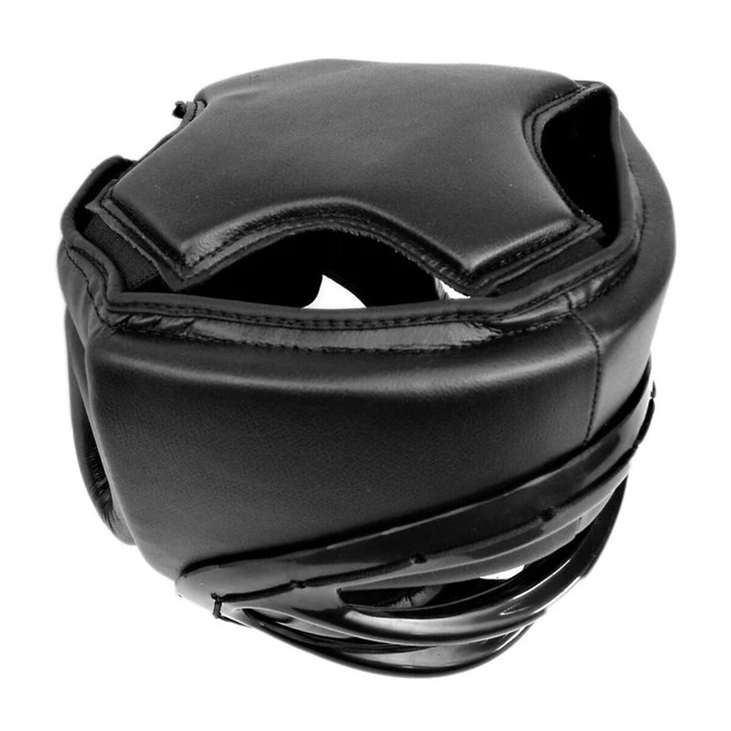 Black Head Gear with Face Cage – Synthetic Leather