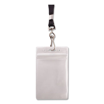 Resealable Badge Holders Combo Pack, 36" Lanyard, Vertical, Transparent Frost 3.68" x 5" Holder, 2.38" x 3.75" Insert, 20/PK