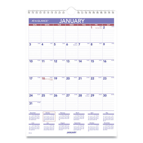 Monthly Wall Calendar with Ruled Daily Blocks, 8 x 11, White Sheets, 12-Month (Jan to Dec): 2026