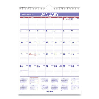 Monthly Wall Calendar with Ruled Daily Blocks, 8 x 11, White Sheets, 12-Month (Jan to Dec): 2026