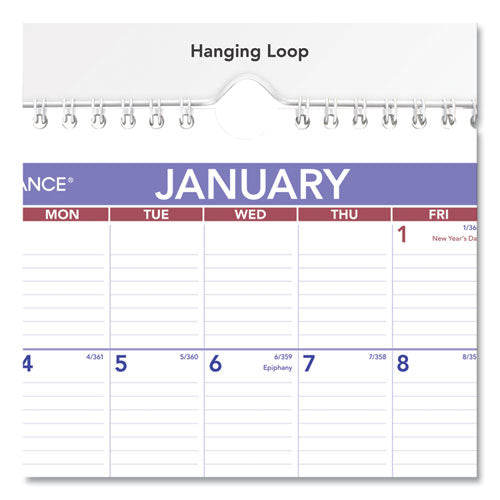 Monthly Wall Calendar with Ruled Daily Blocks, 8 x 11, White Sheets, 12-Month (Jan to Dec): 2026