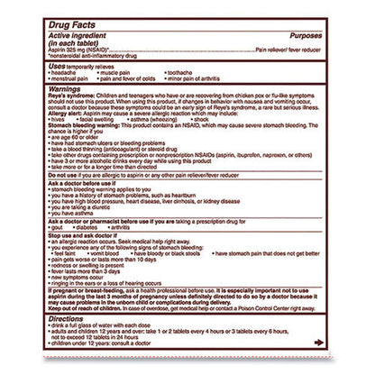 Aspirin Tablets, Two-Pack, 50 Packs/Box