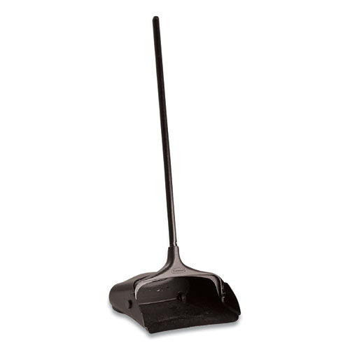 Lobby Pro Upright Dustpan with Wheels, 12.5w x 37h, Polypropylene with Vinyl Coat, Black