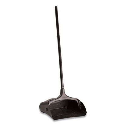 Lobby Pro Upright Dustpan with Wheels, 12.5w x 37h, Polypropylene with Vinyl Coat, Black