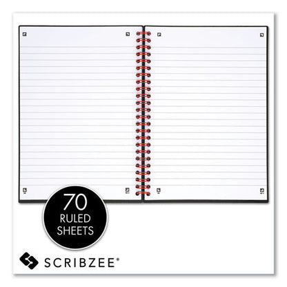 Flexible Cover Twinwire Notebooks, SCRIBZEE Compatible, 1-Subject, Wide/Legal Rule, Black/Red Cover, (70) 8.25 x 5.63 Sheets