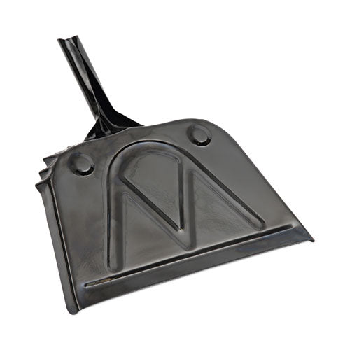 Metal Dust Pan, 12 x 14, 5" Handle, 20-Gauge Steel, Black