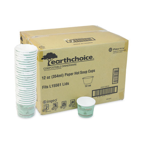 EarthChoice Compostable Soup Cup, Medium, 12 oz, 3.63" Diameter x 3.63" h, Teal, Paper, 500/Carton