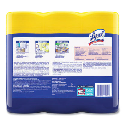 Disinfecting Wipes, 1-Ply, 7 x 7.25, Lemon and Lime Blossom, White, 35 Wipes/Canister, 3 Canisters/Pack