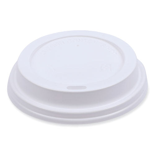 Deerfield Hot Cup Lids, Fits 10 oz to 20 oz Boardwalk Deerfield Hot Cups, Plastic, White, 50/Pack, 20 Packs/Carton