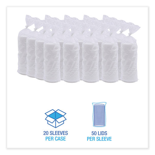 Deerfield Hot Cup Lids, Fits 10 oz to 20 oz Boardwalk Deerfield Hot Cups, Plastic, White, 50/Pack, 20 Packs/Carton