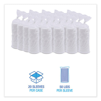 Deerfield Hot Cup Lids, Fits 10 oz to 20 oz Boardwalk Deerfield Hot Cups, Plastic, White, 50/Pack, 20 Packs/Carton