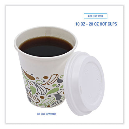 Deerfield Hot Cup Lids, Fits 10 oz to 20 oz Boardwalk Deerfield Hot Cups, Plastic, White, 50/Pack, 20 Packs/Carton