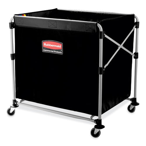 One-Compartment Collapsible X-Cart, Synthetic Fabric, 9.96 cu ft Bin, 24.1" x 35.7" x 34", Black/Silver