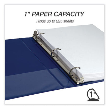 Durable D-Ring View Binders, 3 Rings, 1" Capacity, 11 x 8.5, Black/Blue/Green/Red, 4/Pack