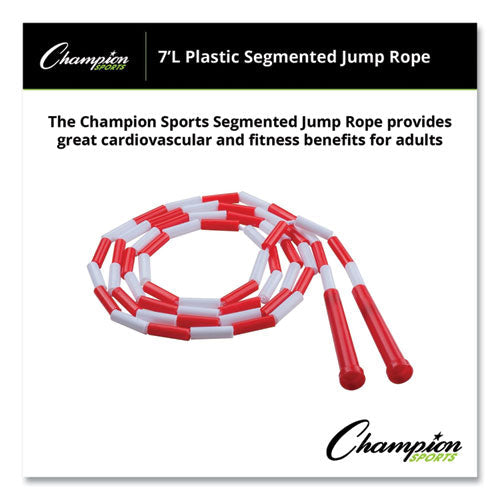 Segmented Plastic Jump Rope, 7 ft, Red/White