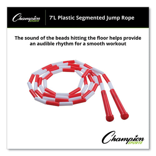 Segmented Plastic Jump Rope, 7 ft, Red/White