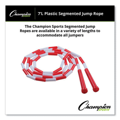 Segmented Plastic Jump Rope, 7 ft, Red/White