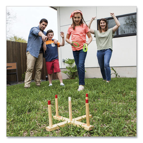 Ring Toss Set, Plastic/Wood, Assorted Colors, 5 Pegs, 4 Rings