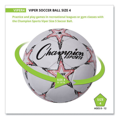 VIPER Soccer Ball, No. 4 Size, 8" to 8.25" Diameter, White