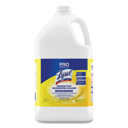 Disinfectant Deodorizing Cleaner Concentrate, Lemon Scent, 128 oz Bottle, 4/Carton