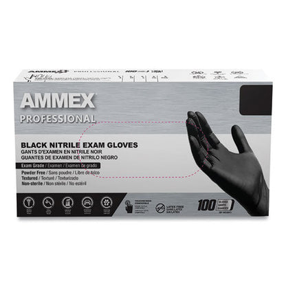 Nitrile Exam Gloves, Powder-Free, Large, 3 mil Thick, 9.5" Long, Black, 100/Box, 10 Boxes/Carton