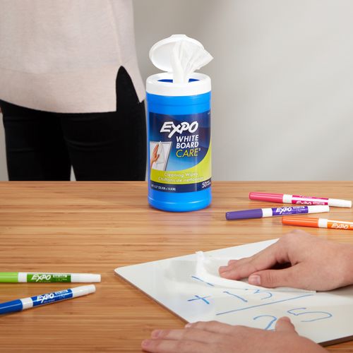 Dry-Erase Board-Cleaning Wet Wipes, 6 x 9, 50/Container, 6/Carton