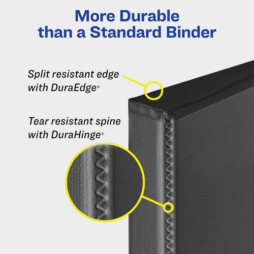 Durable View Binder with DuraHinge and Slant Rings, 3 Rings, 1.5" Capacity, 11 x 8.5, Black