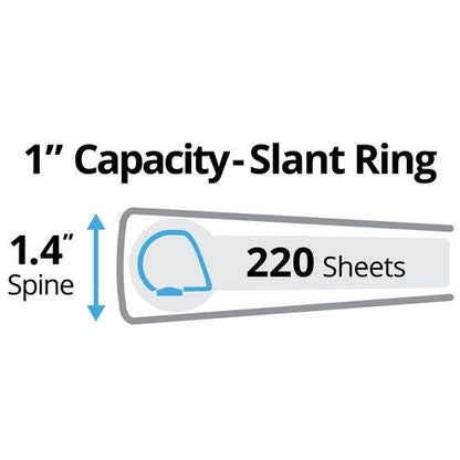 Durable View Binder with DuraHinge and Slant Rings, 3 Rings, 1" Capacity, 11 x 8.5, White, 12/Carton